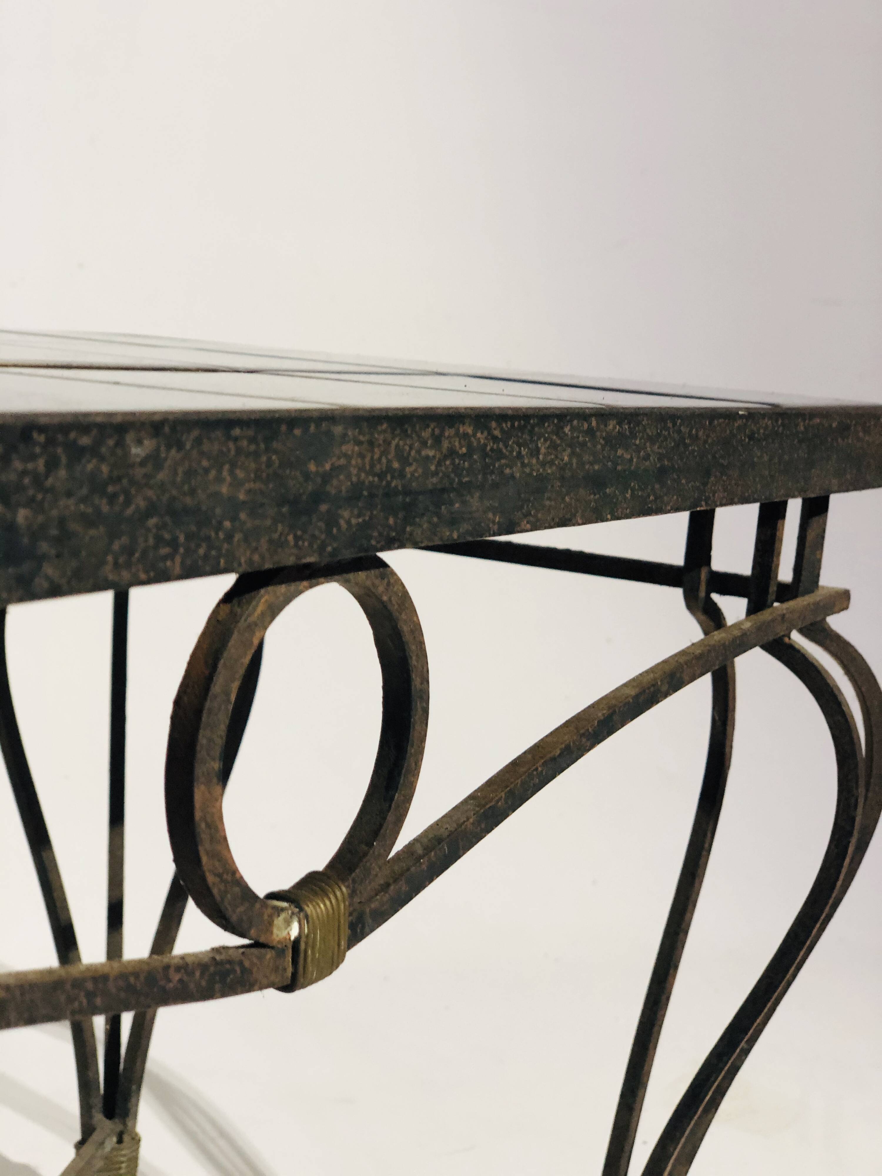 Wrought iron and ceramic coffee table - 1960s