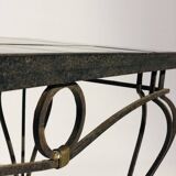 Table basse fer forgé et céramique - 1960