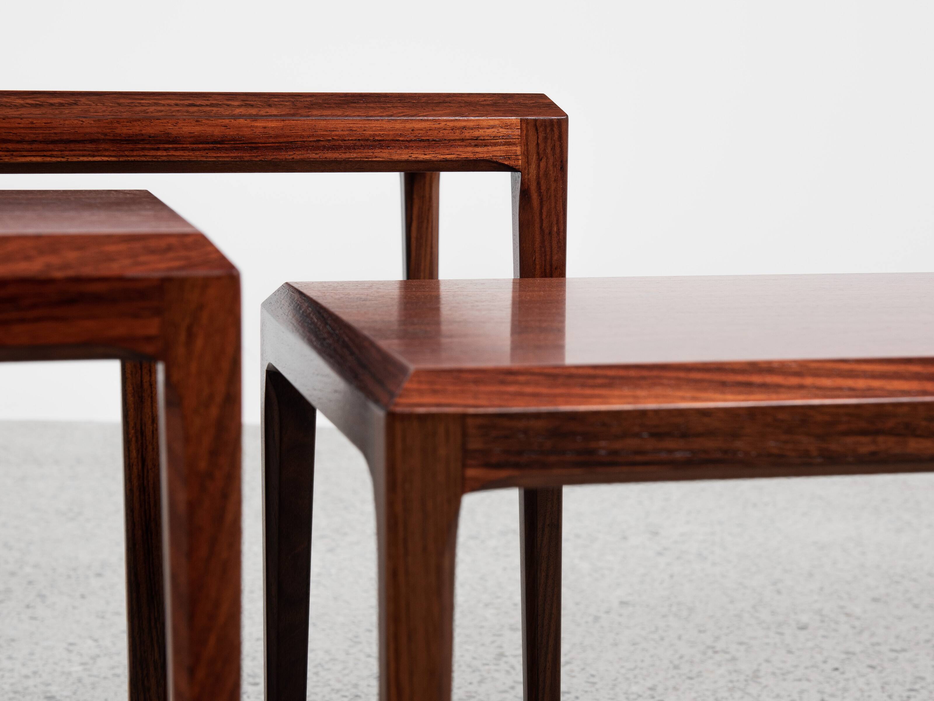 Midcentury Danish nest of 3 side tables in teak by Johannes Andersen for Silkeborg 1960s