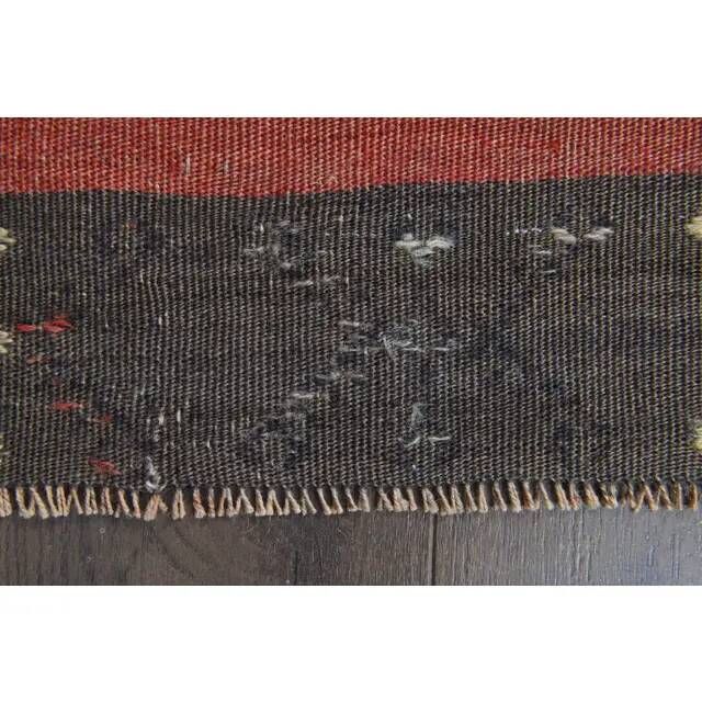 Turkish Kilim Vintage Handmade Wool Runner Rug Orange Gray Runner 66x334