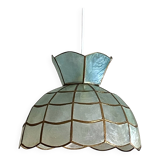 Suspension lampshade in bluish mother-of-pearl 1950