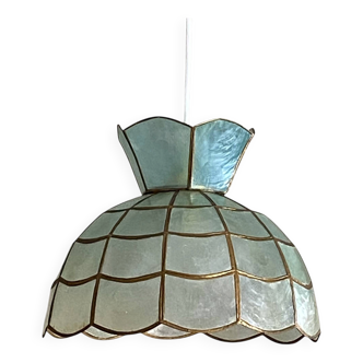 Suspension lampshade in bluish mother-of-pearl 1950