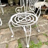 Garden furniture in white wrought iron and beveled glass early twentieth century