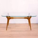 Mid Century Palisander and Glass Dining Table, Italy, 1950s