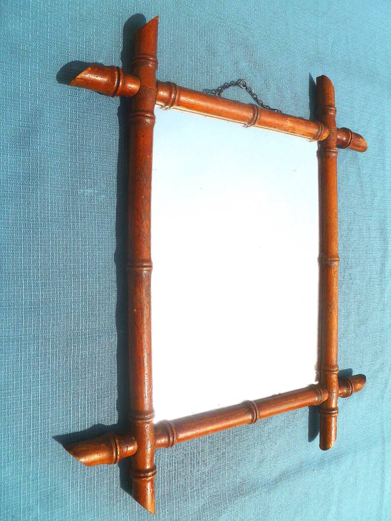 vintage bamboo-style wood mirror
