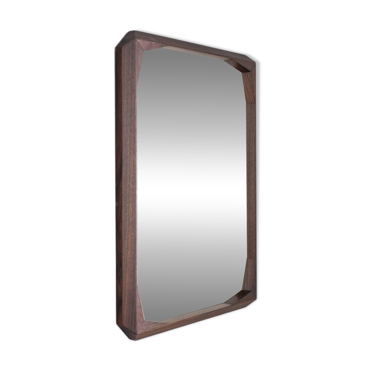 VINTAGE 1960S WALL MIRROR IN WALNUT WOOD DESIGNED BY DINO CAVALLI