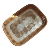 Rectangular Capiz Shell mother-of-pearl and wicker tray
