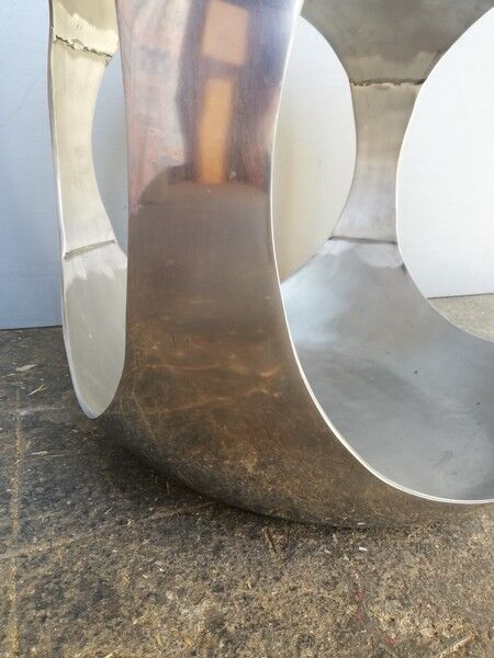 Brushed stainless steel pouffe design 1970