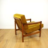 Wooden armchair designed by Z. Baczyk brown vintage yellow-olive