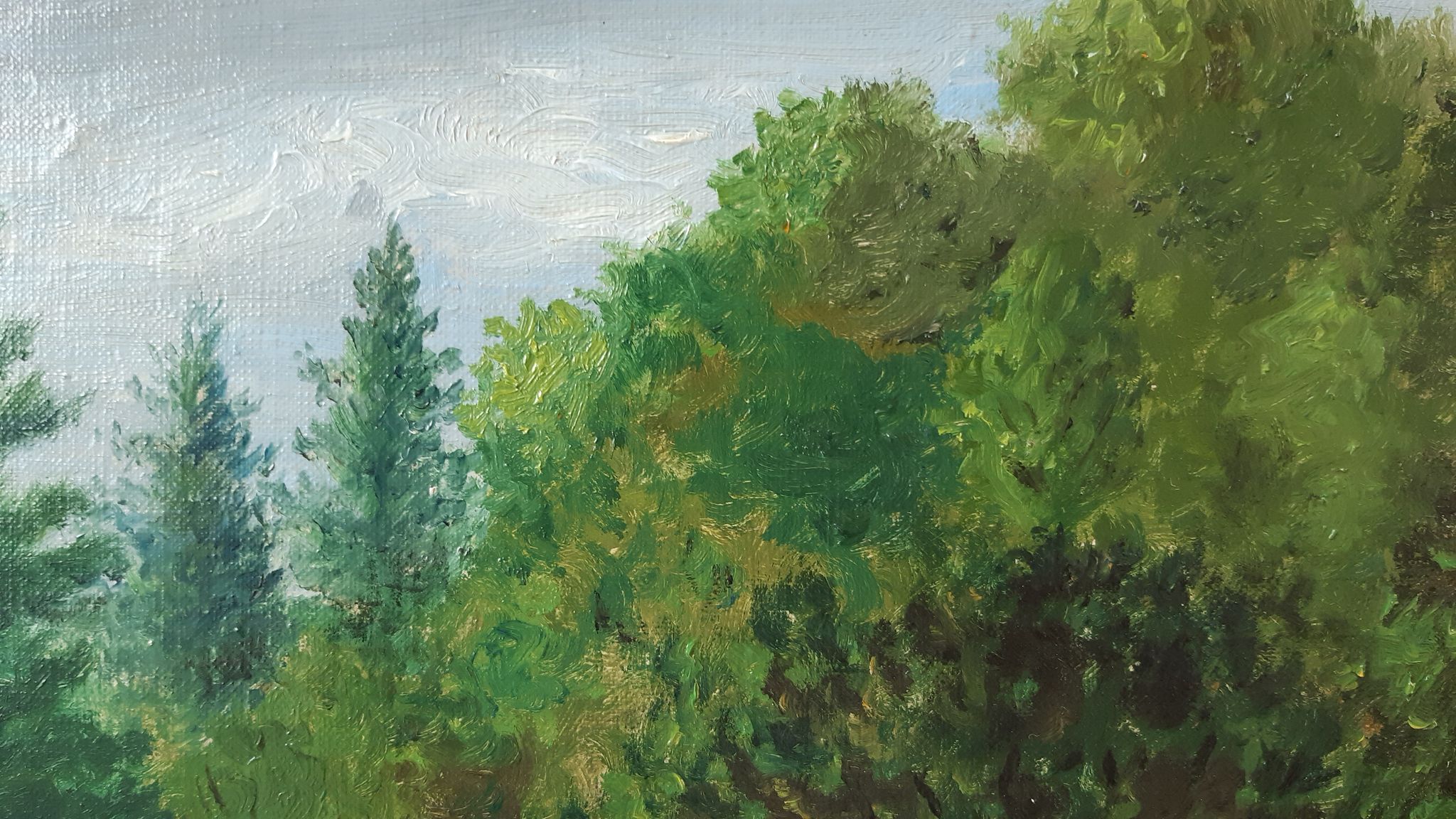 Tableau huile sur toile paysage forêt signé années 30