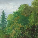 Oil painting on canvas forest landscape signed 30s