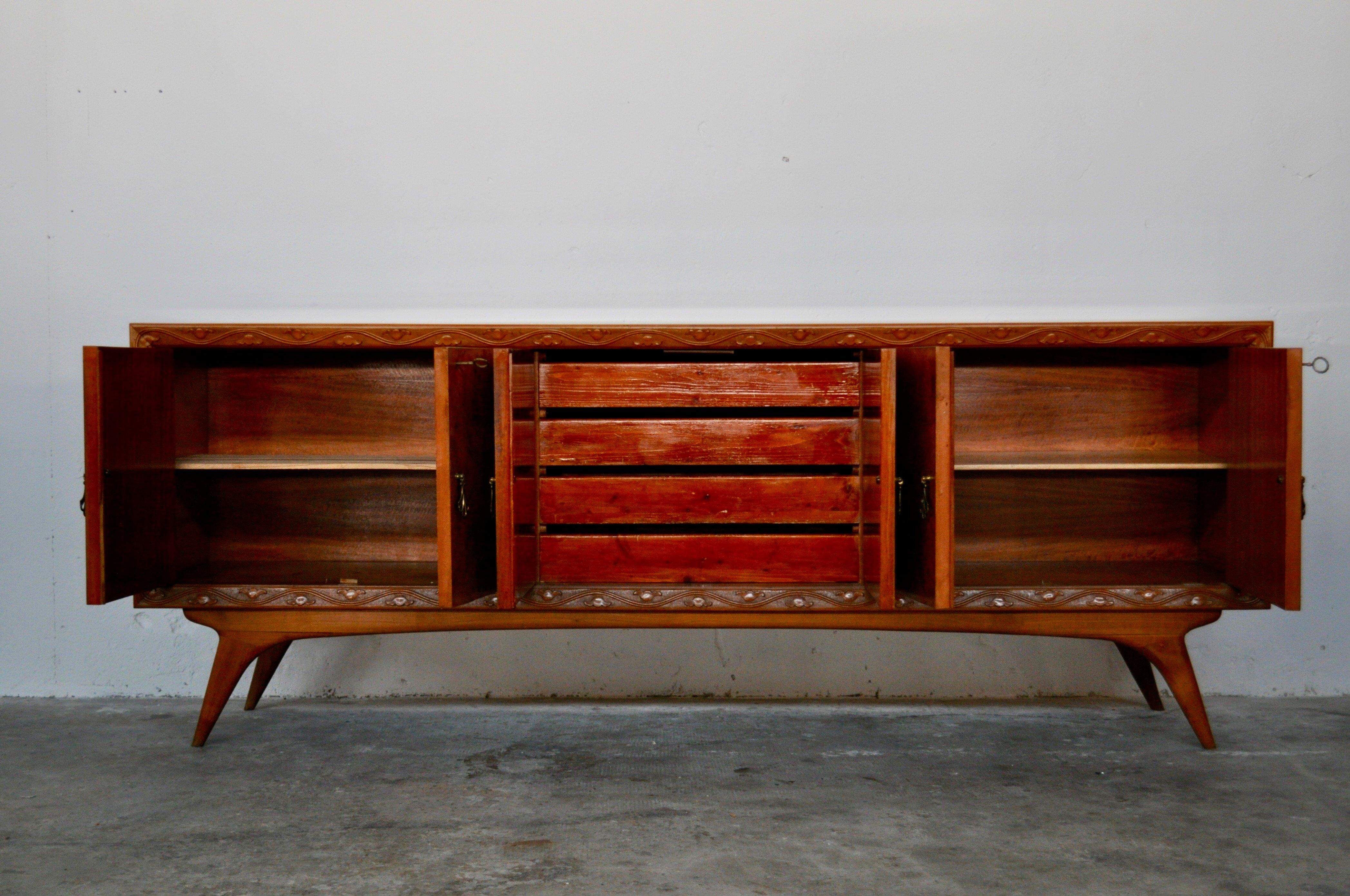 Mid-Century Italian Cherrywood and Walnut Sideboards, 1950s