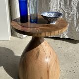 Solid wood side table (monoxyl) organic shape natural color