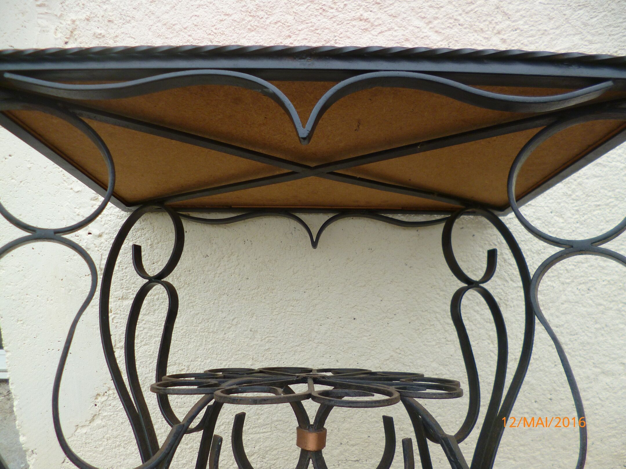 TV table roller iron forge style formica table