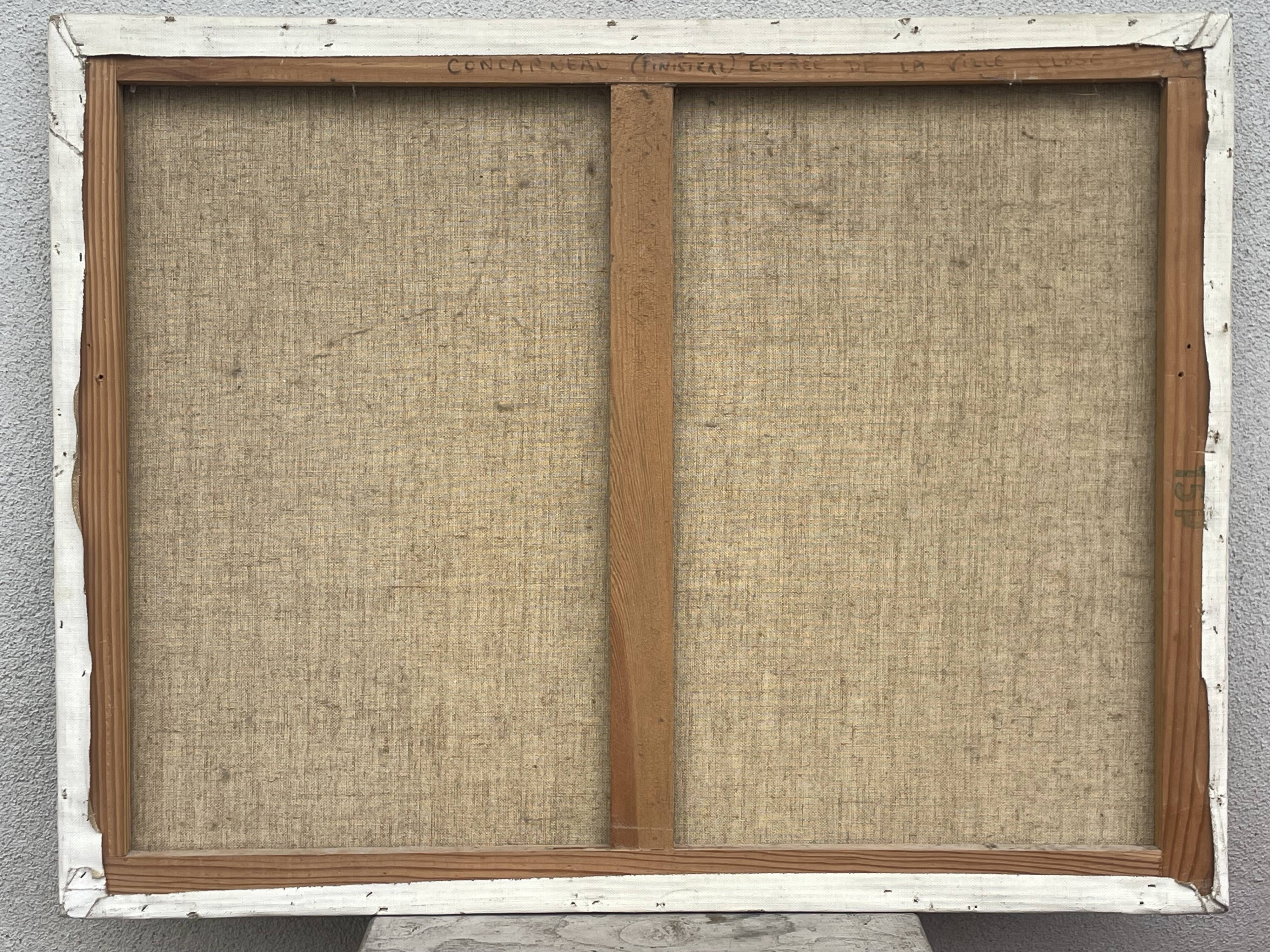 Oil painting on canvas, breton seaport concarneau? signed briey 1974