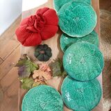 6 Gien slip dessert plates with leaf decoration