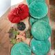 6 Gien slip dessert plates with leaf decoration