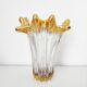 Splash-shaped crystal vase with gold rim