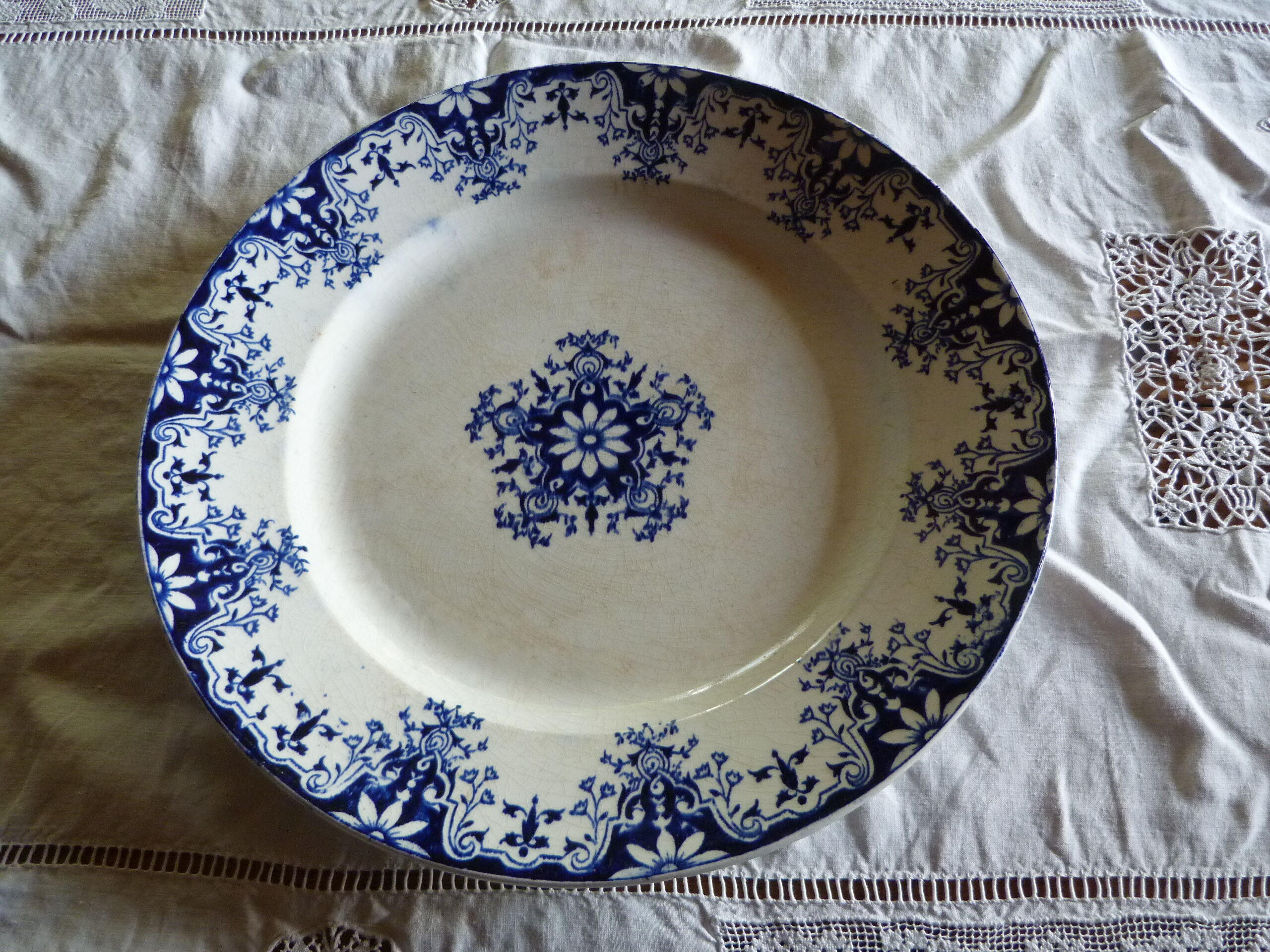 Old ceramic dish Longwy model Rouen