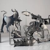 Groupe sculptural « D'après Picasso » en métal, hommage à Guernica, fin du XXe siècle