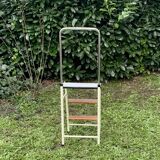 Vintage stepladder in Formica, wood and chromed metal