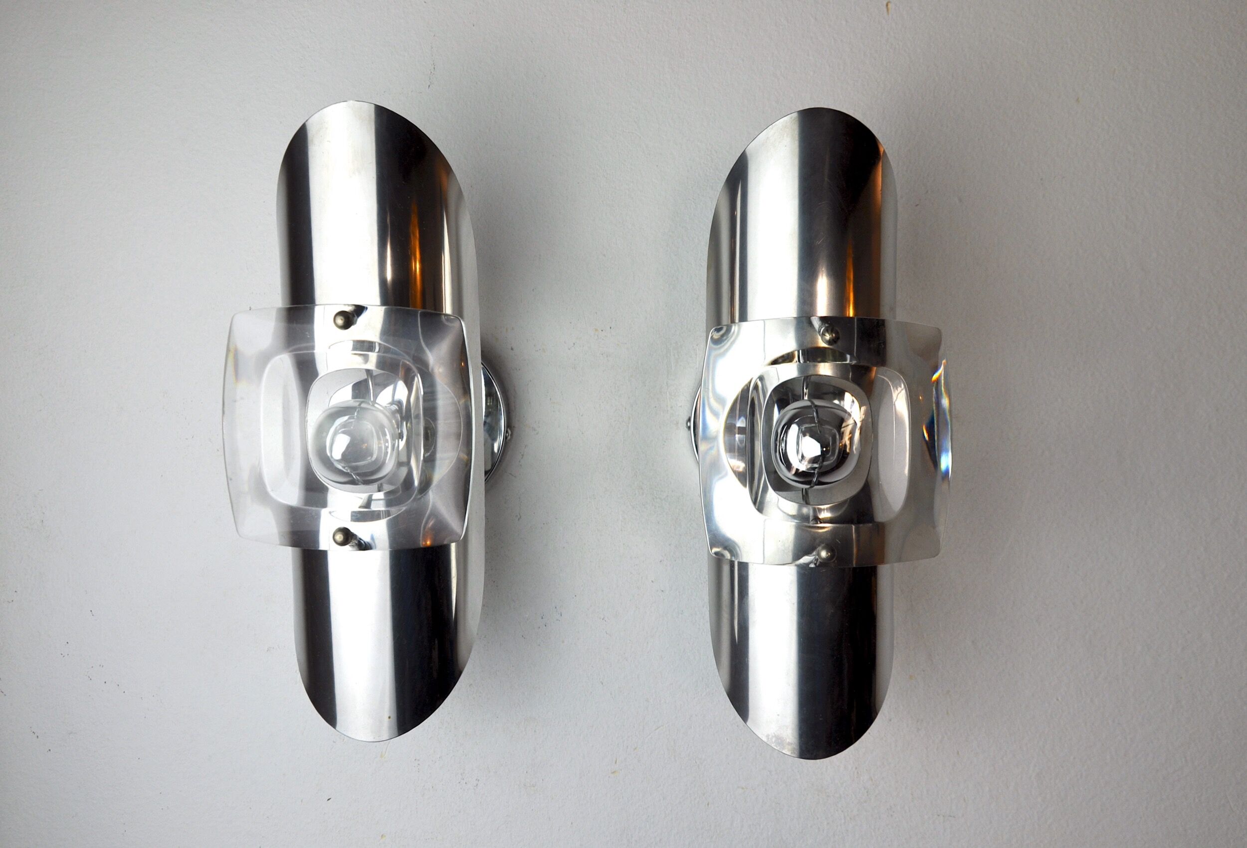 Pair of oscar torlasco wall lights, murano glass, italy, 1970