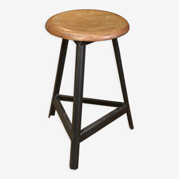Vintage metal and wood industrial stool