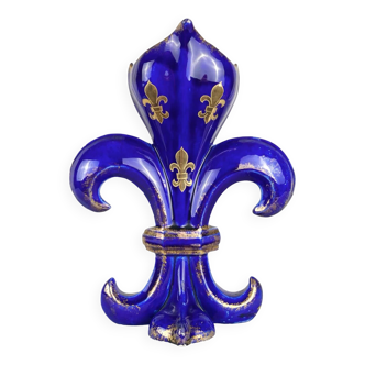 Royal blue fleur-de-lys vase