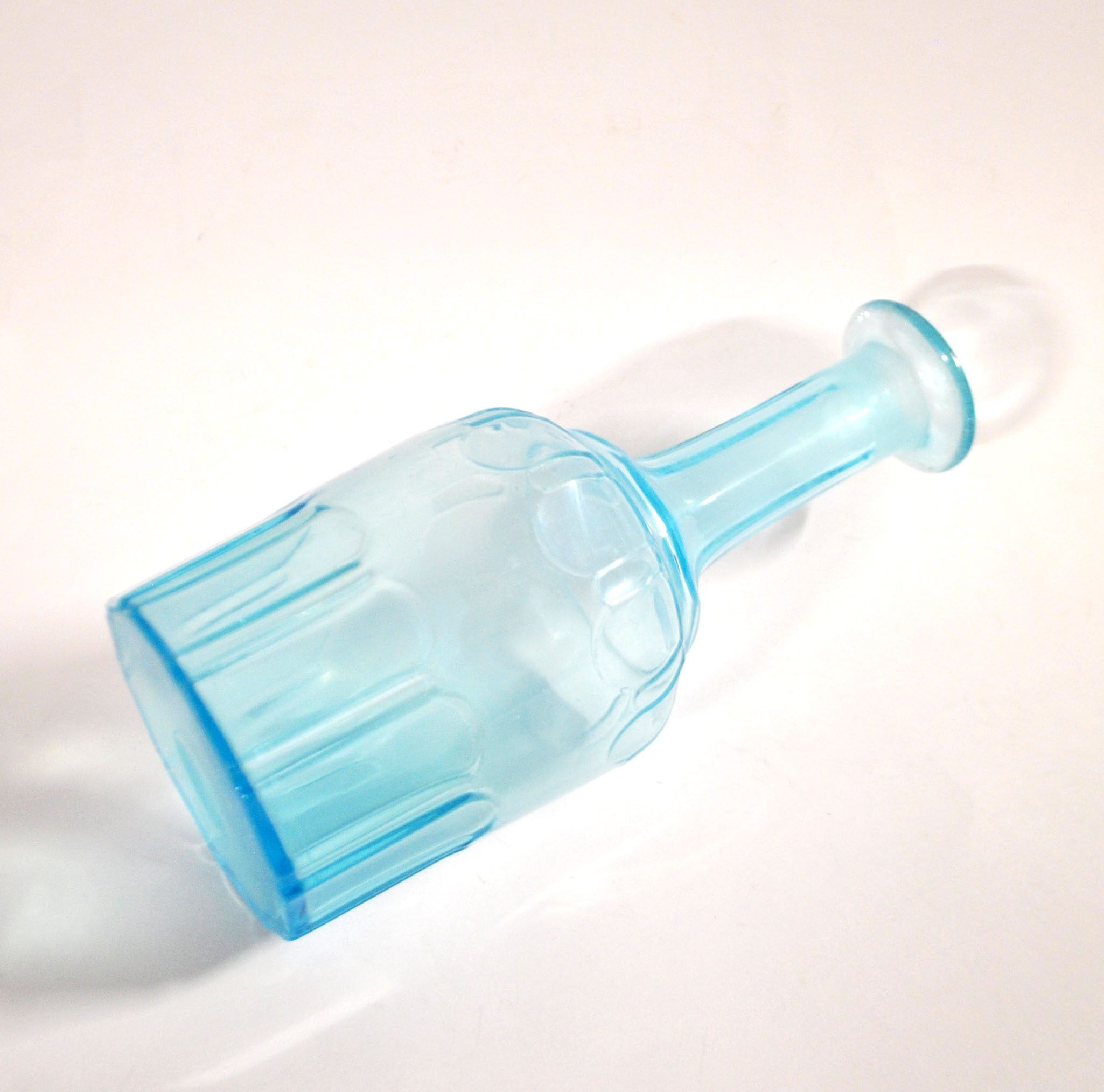 Vintage glass carafe in light blue blown glass 22cm