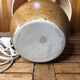 Ancienne lampe boule en grès + abat-jour blanc vintage #a549