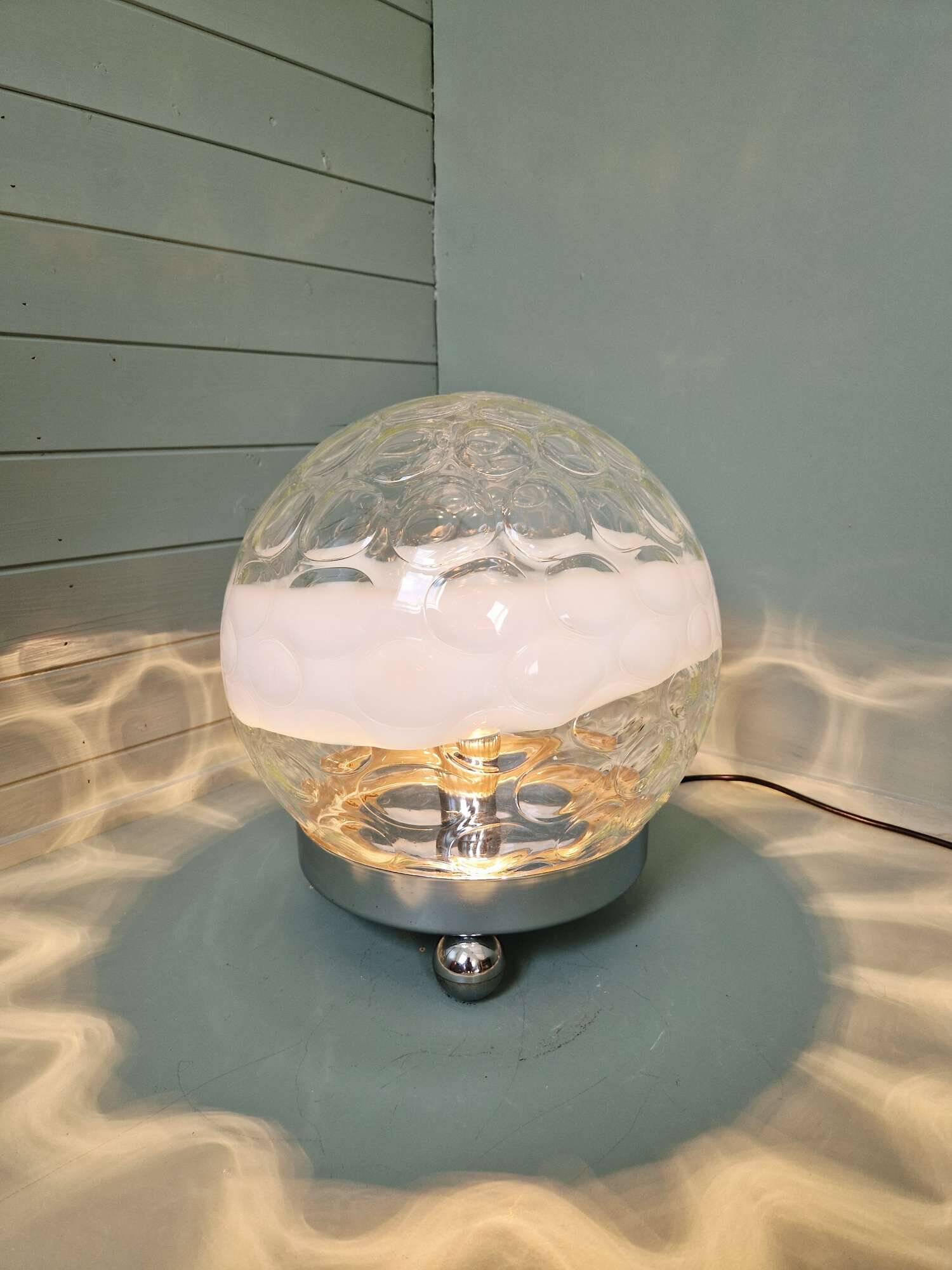 Large table lamp in blown honeycomb glass, 1970.