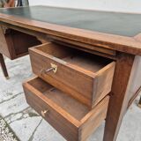 Louis XVI style minister's desk in solid walnut, 4 drawers, old manufacture