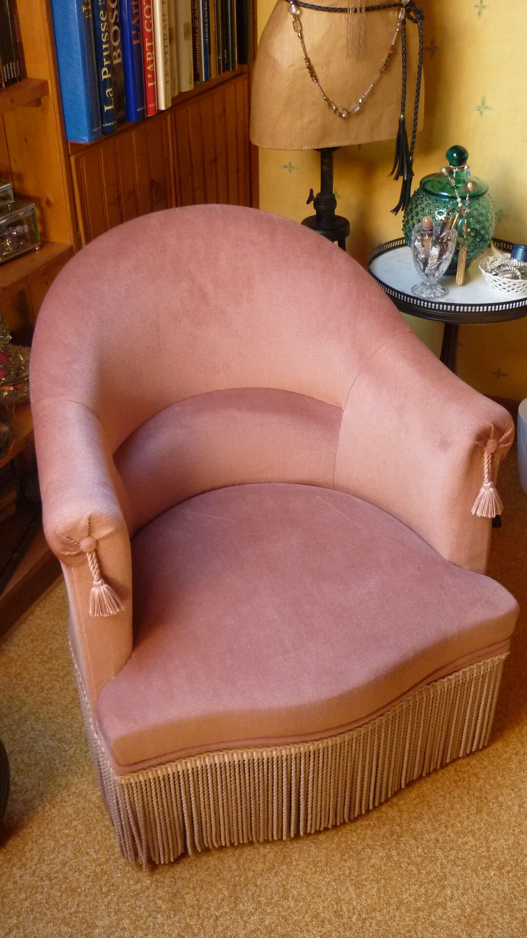 Armchair Toad velvet rose