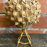 Vintage 50s Tiki Rattan Lamp + Woven Natural Fibre Ball
