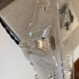 Glass pendant light, braided fabric cable and porcelain ceiling rose