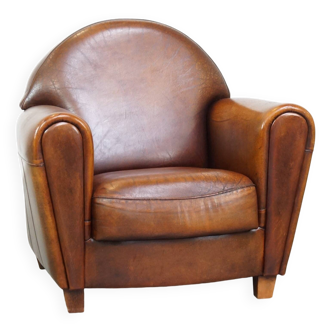 Grand fauteuil design en cuir de mouton
