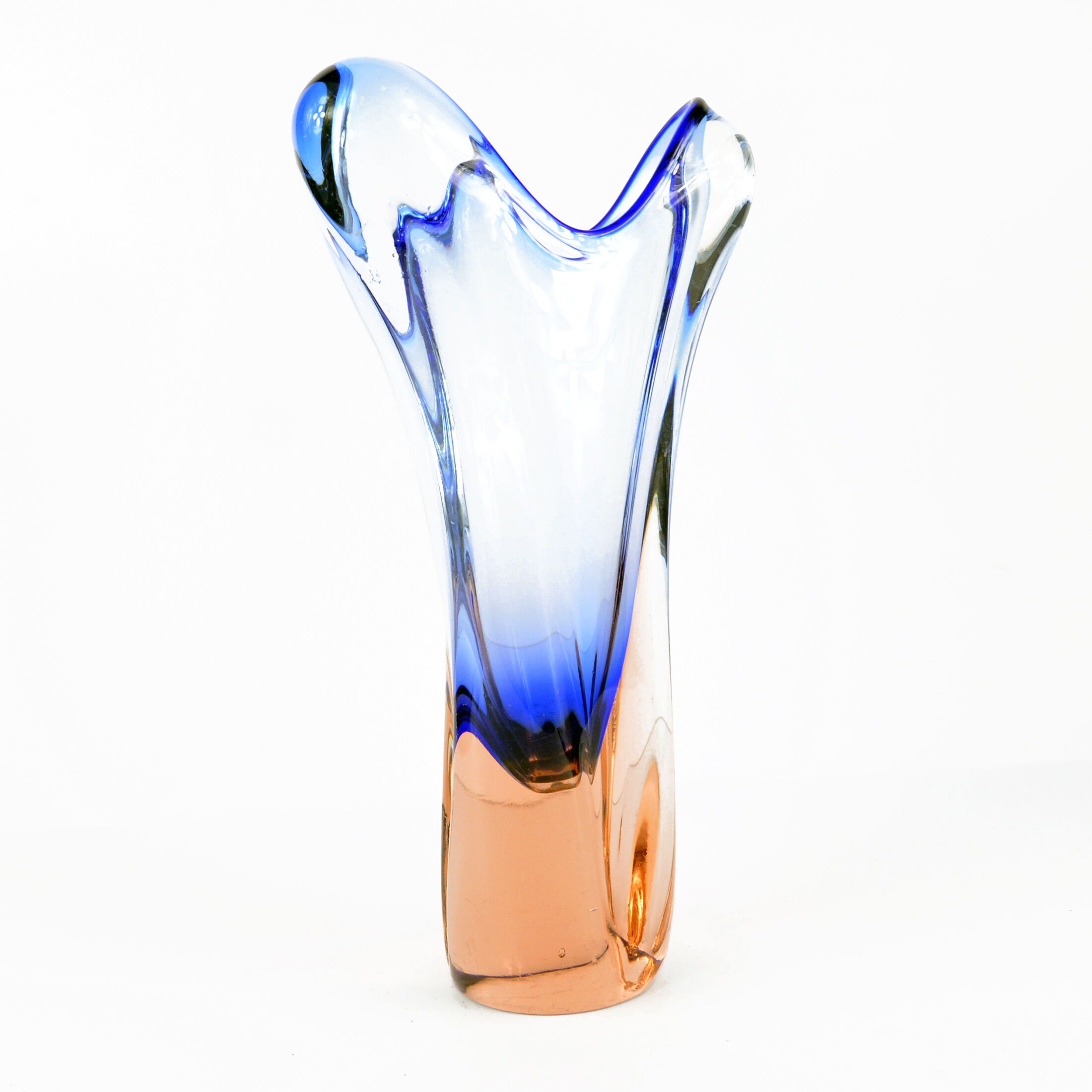 1960s organic modern vase, designed by J. Hospodka, Chribska Sklarna, Czechoslovakia