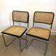 Pair of Marcel Breuer B32 Cesca chairs made in Italy.