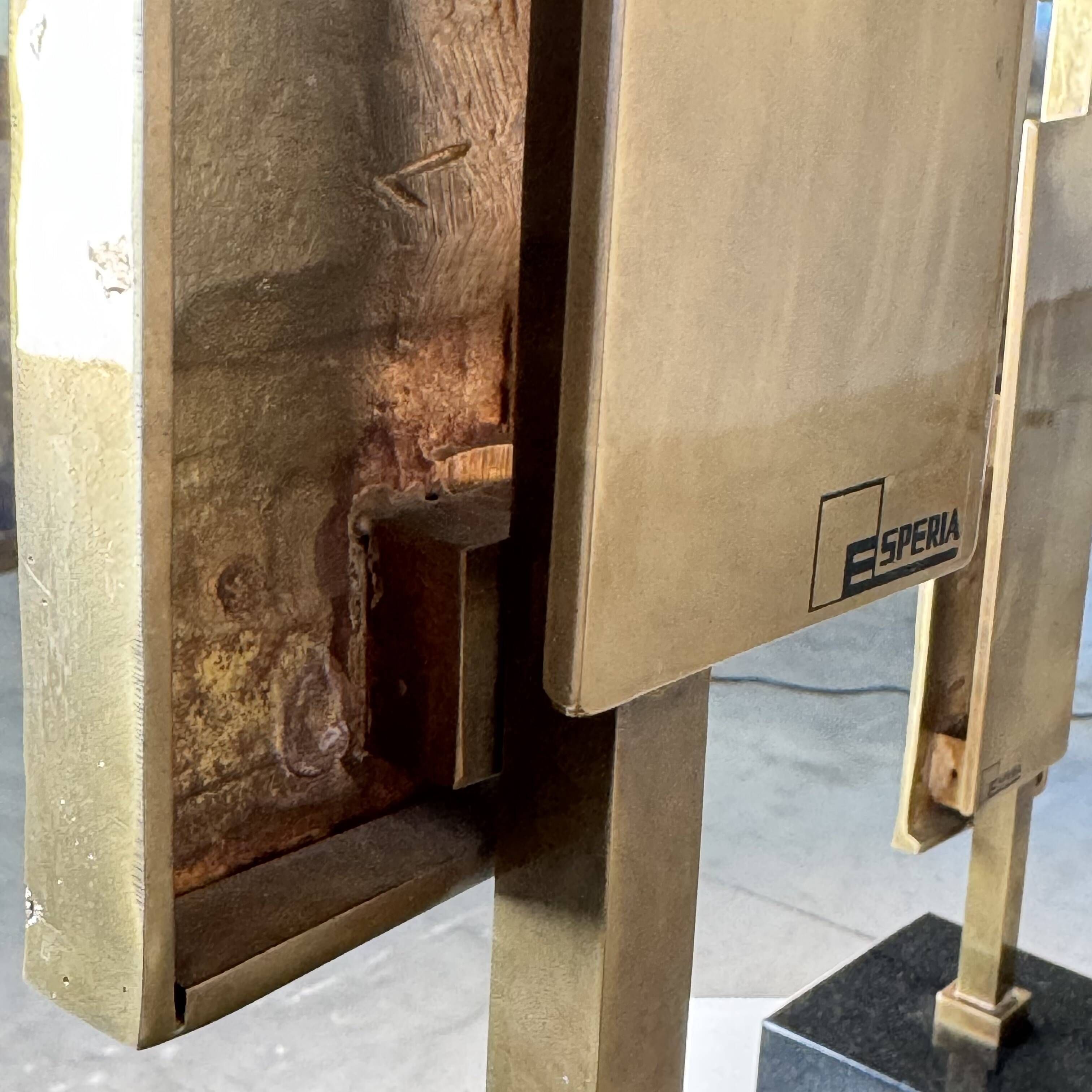 Pair of Dioniso Table Lamps in Marble and Brass by Angelo Brotto, Esperia