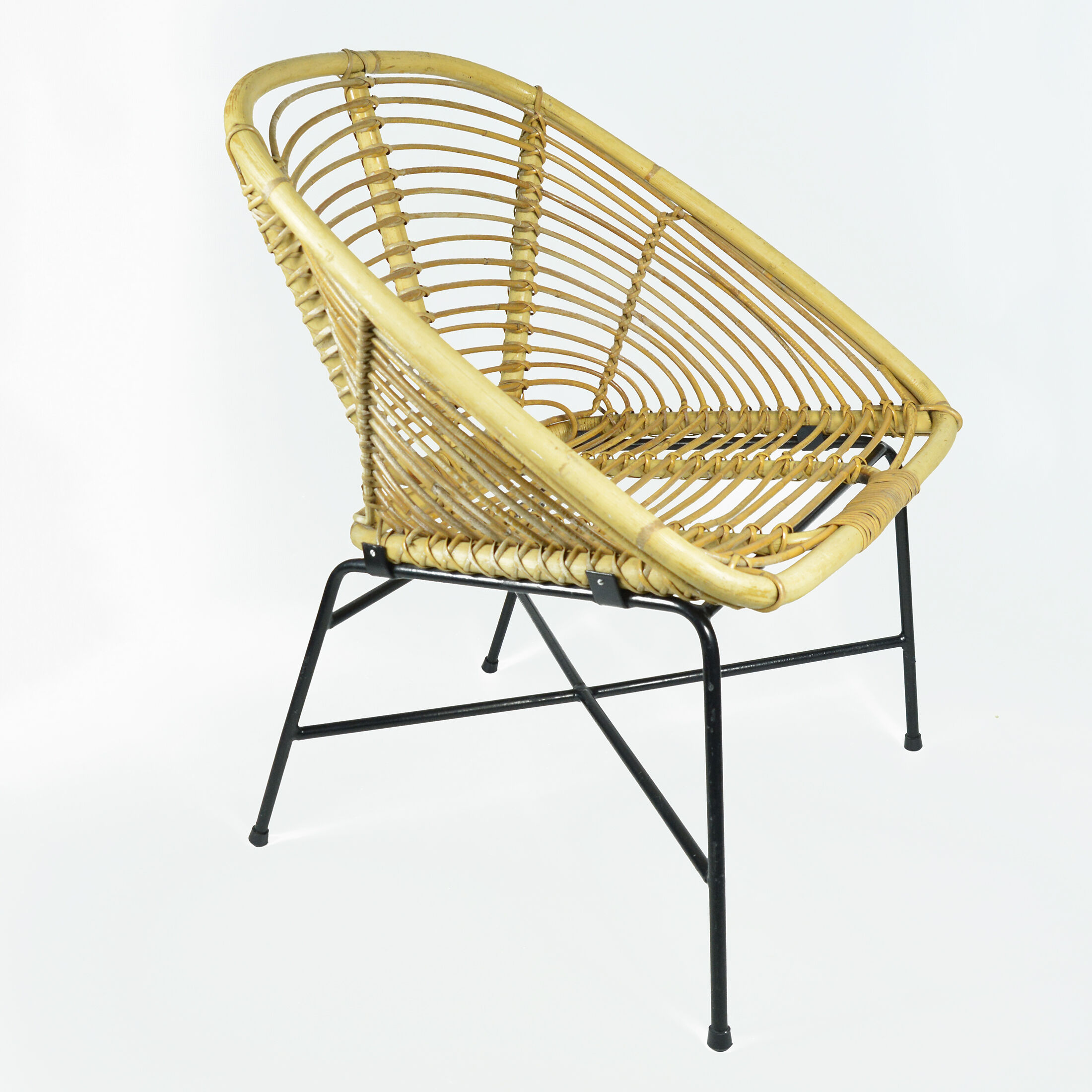 1960s Scandinavian modern rattan bucket armchair, Denmark