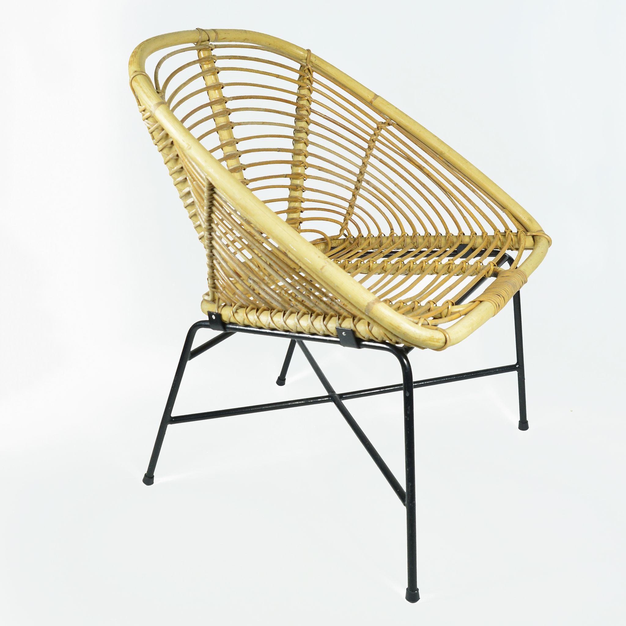 1960s Scandinavian modern rattan bucket armchair, Denmark