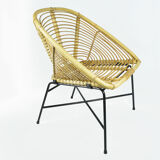 1960s Scandinavian modern rattan bucket armchair, Denmark