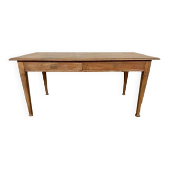 Farmhouse table in solid oak with 2 drawers size 167 x 82 cm