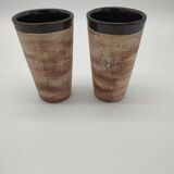 Paire de mugs en terre cuite émaillée vintage