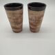 Paire de mugs en terre cuite émaillée vintage