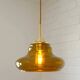 Hand-blown amber glass pendant light: MCM retro bar golden hanging lamp