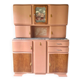 Buffet Mado vintage rénové – teinte ocre chaleureux, plateau en marbre