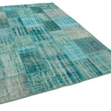 Tapis turc surteint fait à la main 204 cm x 303 cm Tapis Patchwork Turquoise