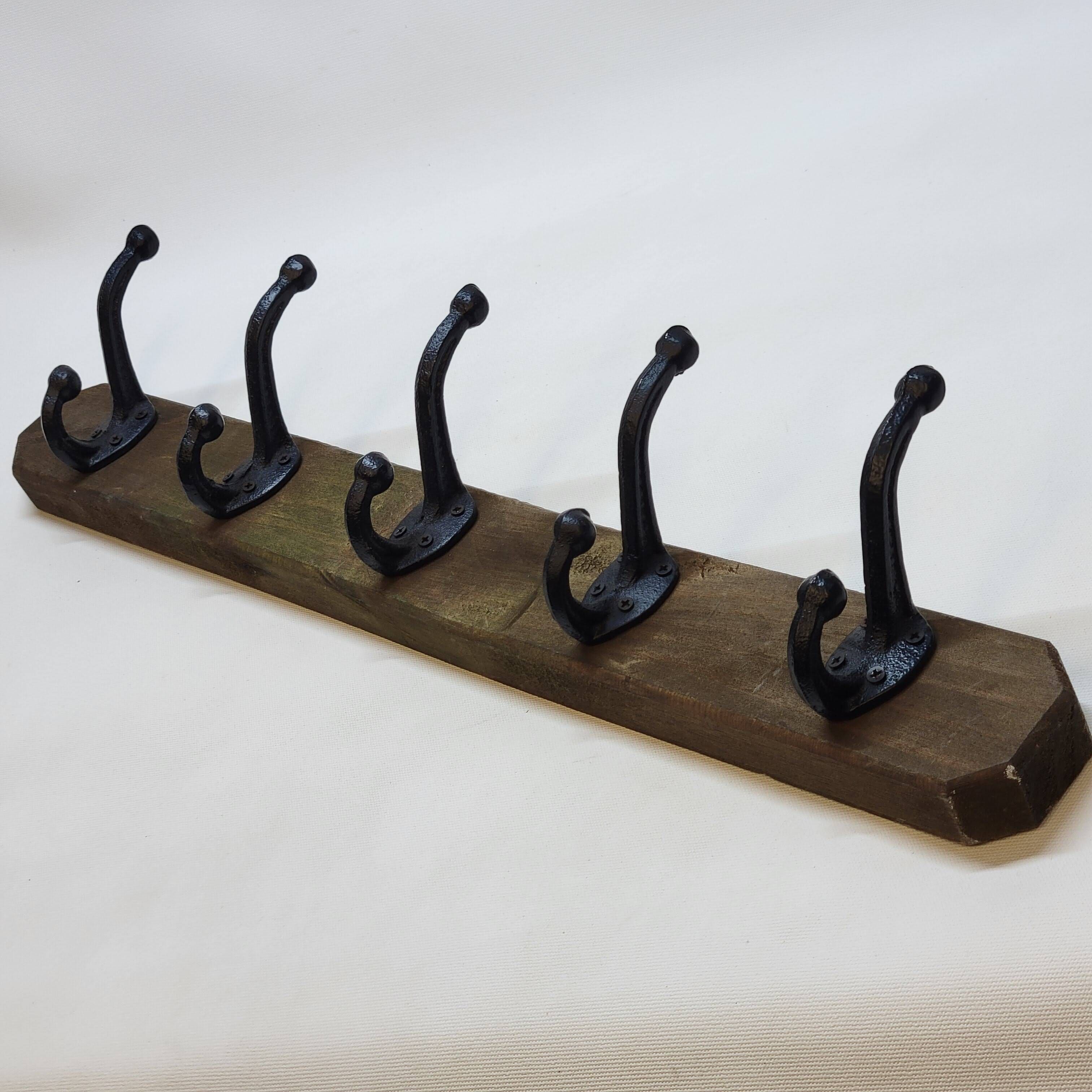 Coat Rack With 5 Hooks In Wood And Metal