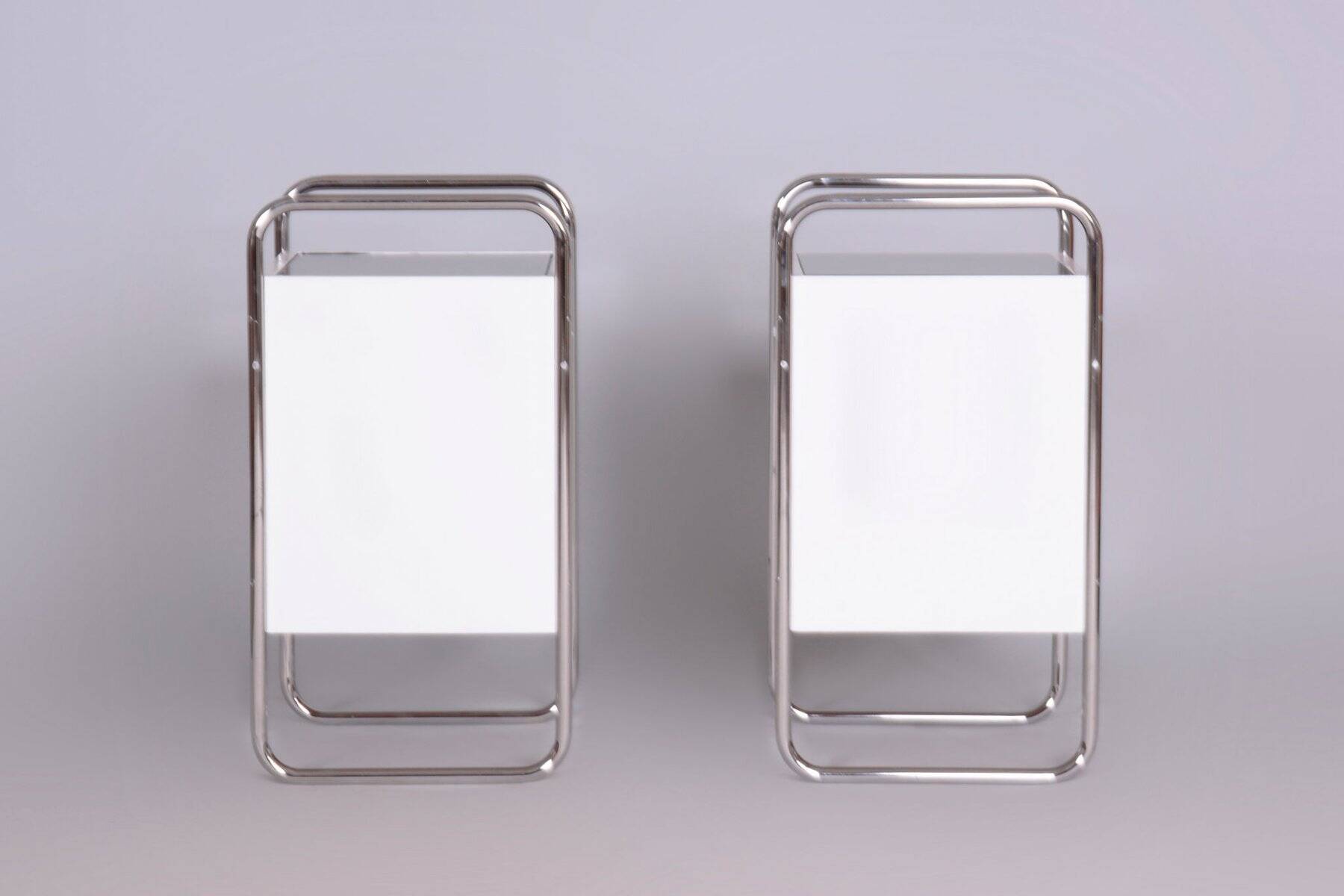 Bauhaus Bedside Tables in Chrome by Vichr, 1930s, Set of 2